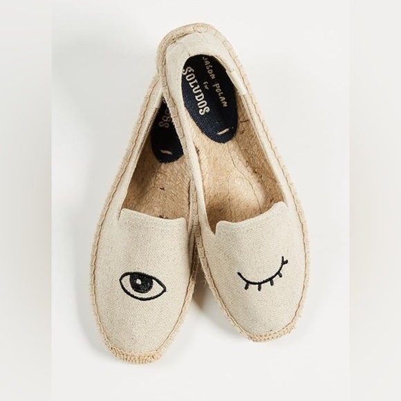 Soludos Women's Jason Polan Wink Espadrilles Cream Cotton Canvas Jute Sz 8 Woven - Picture 13 of 13